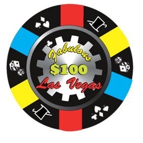 Las Vegas $100 Poker Chip Magnet w/ Full Magnet Back (10 Square Inch)