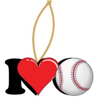 I Love Baseball Ornament w/ Clear Mirrored Back (3 Square Inch)