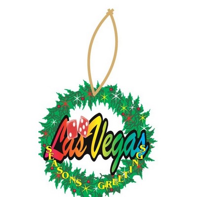 Las Vegas w/ Dice Wreath Ornament on Clear Mirrored Back (10 Square Inch)