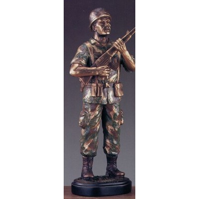 Camouflage Soldier w/Rifle Trophy & Oval Base (5.5"x13.5")