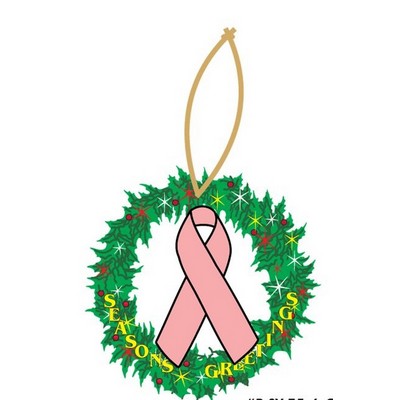 Awareness Ribbon Promotional Wreath Ornament w/ Black Back (10 Square Inch)