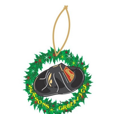 Fireman Hat Executive Wreath Ornament w/ Mirrored Back (3 Square Inch)