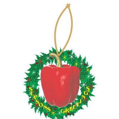 Bell Pepper Executive Wreath Ornament w/ Mirrored Back (10 Square Inch)