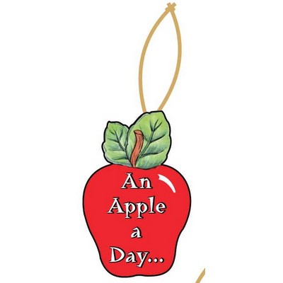 Apple w/ Daily Apple Slogan Ornament w/ Mirrored Back (2 Square Inch)