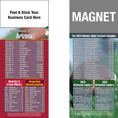 Arizona Pro Football Schedule Peel & Stick Magnet (3 1/2"x8 1/2")