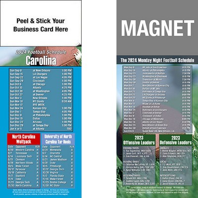 Carolina Pro Football Schedule Peel & Stick Magnet (3 1/2"x8 1/2")