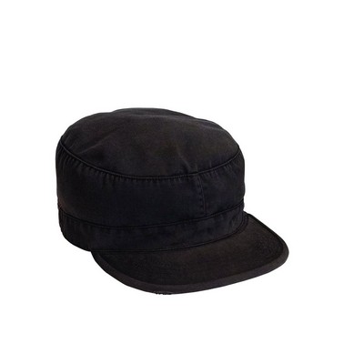 Black Vintage Military Fatigue Cap