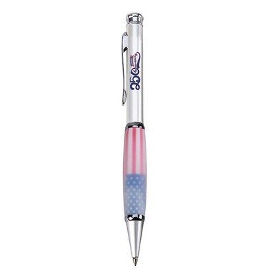 America 250 US Flag Frosted White Metal Ballpoint Pen-Cross Style Refill