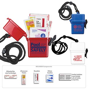 "EZ Carry Kit 2" 8 Piece First Aid Sun Kit w/Breakaway & Adjustable Neck Lanyard