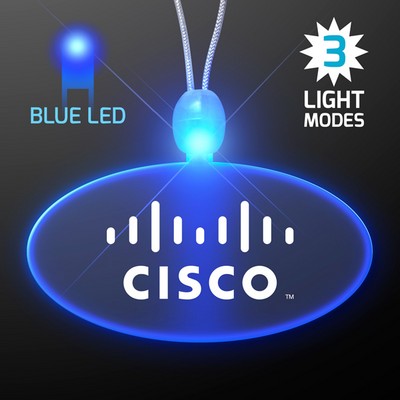 Light Up Acrylic Oval Necklaces with Blue LED - PRINTED