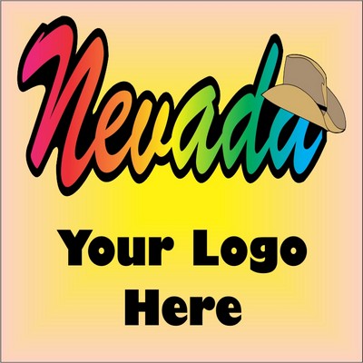 Nevada w/ Cowboy Hat Metal Photo Magnet (2 1/2" Square)