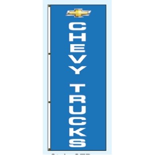 Single Faced Free Flying Drape Flags (Center Panel - Chevy® Trucks - Blue) (3' x 8')