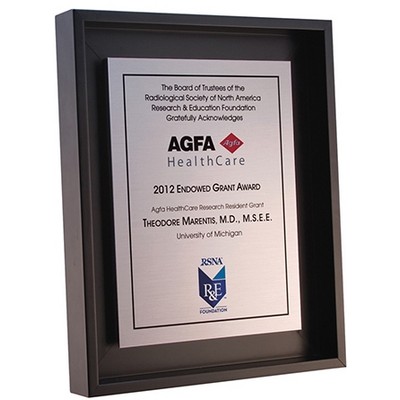 1 3/4" Deep Solid Walnut Shadow Box Engraved Frame Award / 9"x11"