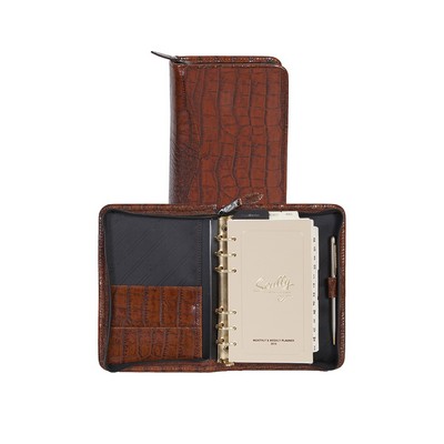 Embossed Leather 6 Ring Weekly Planner