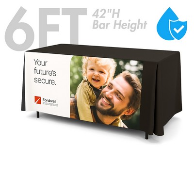 Liquid Repellent 6' Fitted Table Cover, 42"H - Front Panel Print