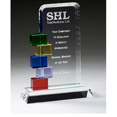 Glass Award w/Colored Accent (4"x8.5")