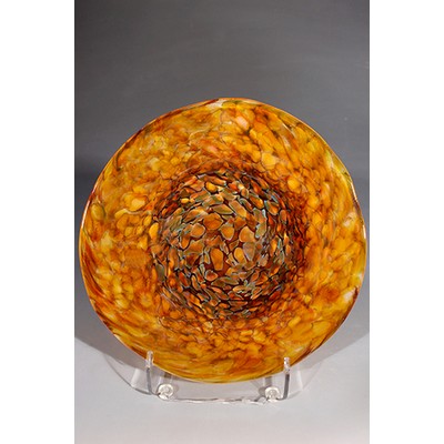 Amber Art Glass Rondelle w/o Stand (7"x7")