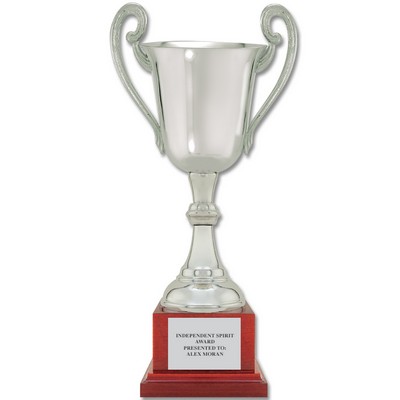 Loving Cup Trophy w/Attached Cherry Finish Base (15¾" h)