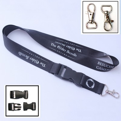3/4" Polyester Lanyard with Metal Swivel Clasp & Snap Buckle Release