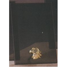 Gold Eagle Smoked Glass Award w/Gold Plastic Plaque Mounts (4"x6.5")