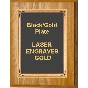 Oak Plaque 10-1/2" x 13" - Black/Gold Teardrop 8-1/2" x 11" Plate