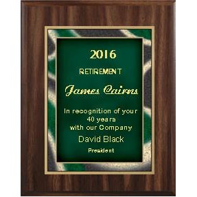 Walnut Plaque 7" x 9" - Green/Gold 5" x 7" Artist Series Plate