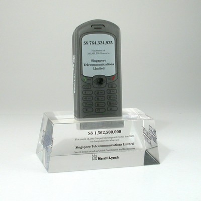 Cell Phone Lucite® Embedment Award on Base (5" x 6" x 2 3/4")