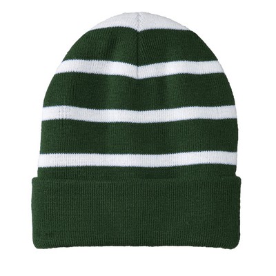 Sport-Tek® Striped Beanie with Solid Band.