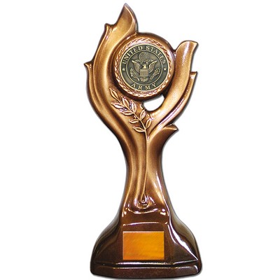 Stock 12" Victory Trophy With 2" US Army Coin and Engraving Plate