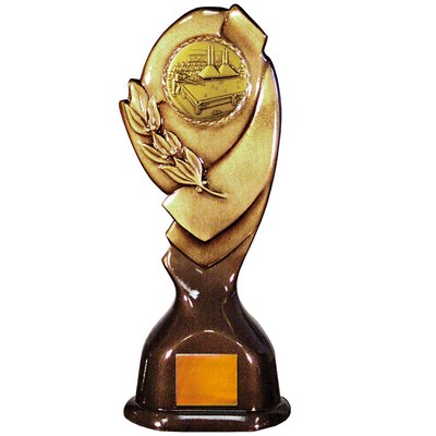 Stock Classic 12" Trophy with a 2" Billiard Table Coin with Engraving Plate