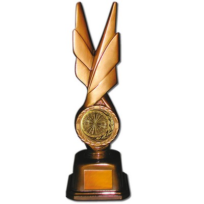 Stock Phoenix 12" Trophy with 2" Darts Coin and Engraving Plate