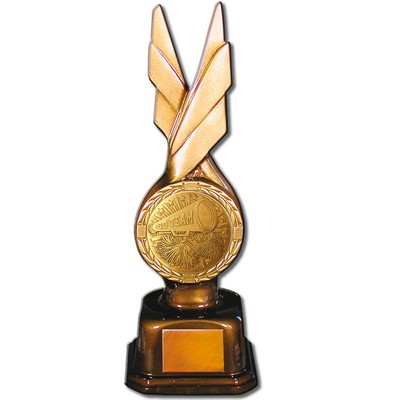 Stock Phoenix 9" Trophy with 2" Cheerleading Coin and Engraving Plate