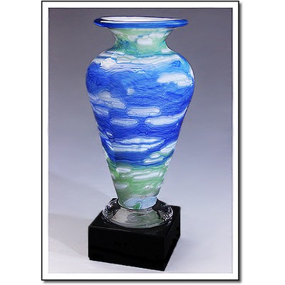 Van Gogh Athena Art Glass Vase w/ Marble Base (6.5"x13.75")