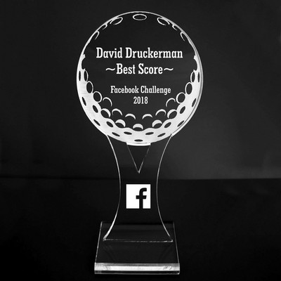 VALUE LINE! Acrylic Engraved Award - 8" Golf Ball and Tee - Platform Base