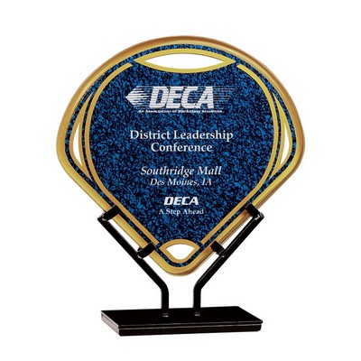 9½" Blue Infinity Fan Acrylic Award w/Iron Stand