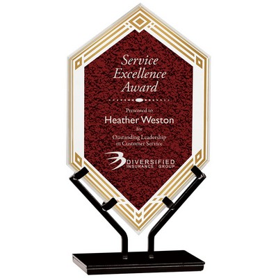 10½" Red Infinity Double Diamond Acrylic Award w/Iron Stand