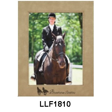 Custom Laser Engraved Leatherette Picture Frame-Light Brown/Engraves Black, Large