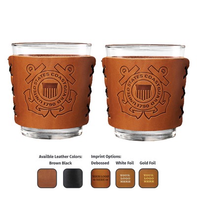 Full-Grain Leather Highball Sleeve & Glass-Box Set of 2