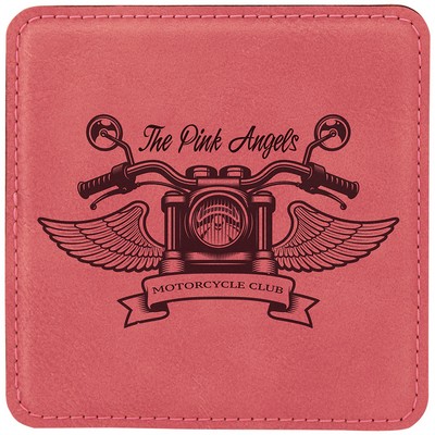 Leatherette Square Coaster (Pink)