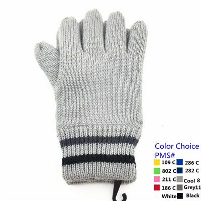 Acrylic Knitted Gloves With Polar Fleece Inside Lining