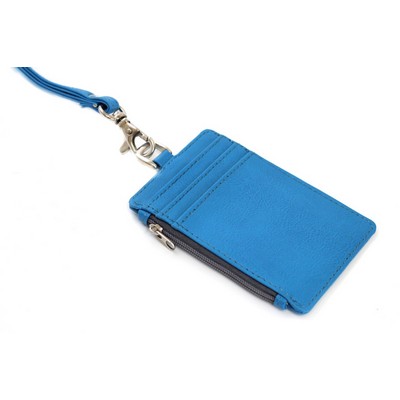 Ashlin® Designer Teal Blue Aulora Vegan Zippered Case w/Lanyard