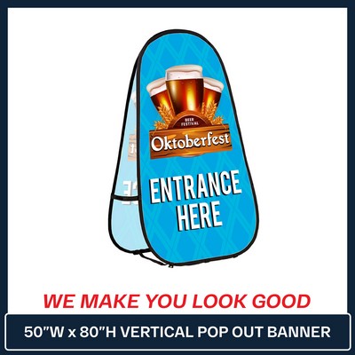 50" W x 80" H - Vertical Pop-Out Banner - 2 Sides Printed Full Color
