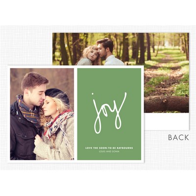 "Joy" on Green Flat 2-Photo Holiday Cards