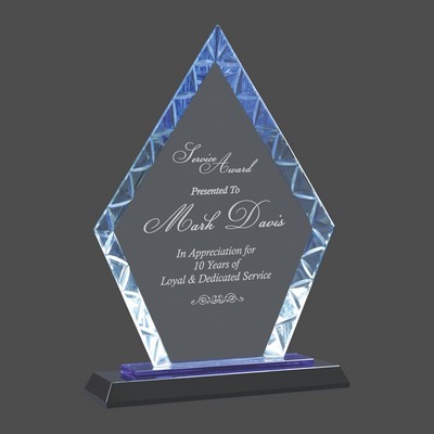 Diamond Accent Glass Award on Blue & Black Base (9")