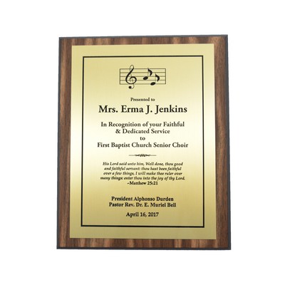 Walnut Finish Plaque w/Black Edge & Gold Plate (8"x10")