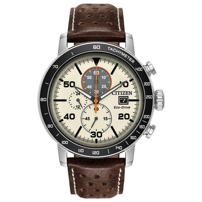 Citizen® Men's Eco Brycen Watch w/Brown Leather Band