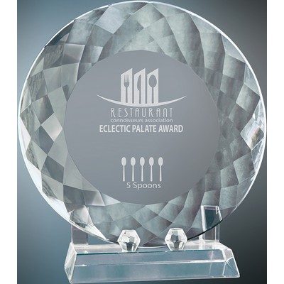 8 1/2" Crystal Plate Award w/Base