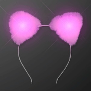 Soft Cat Ears Pink Light Up Headbands - BLANK