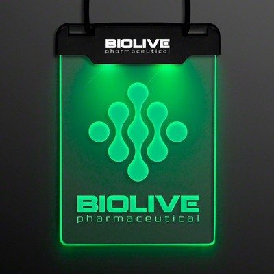 Green Space Glow Light Badge Necklace - PRINTED