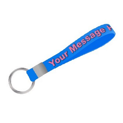 1/2" Wide Emboss-Color Silicone Wristband Keychain